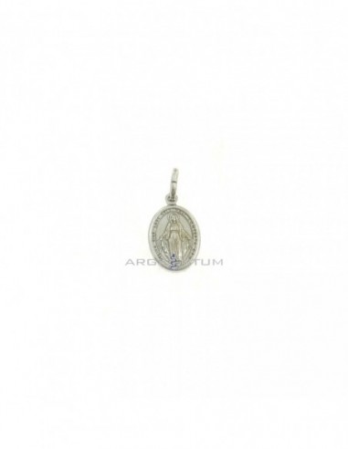 Miraculous medal pendant 18x11 mm white gold plated in 925 silver