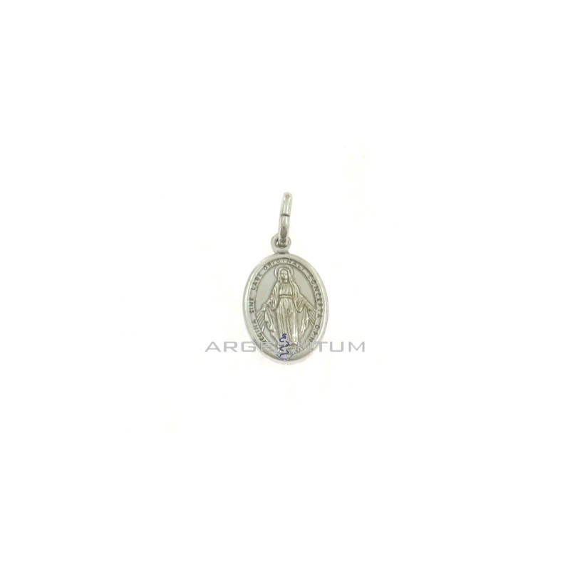 Miraculous medal pendant 18x11 mm white gold plated in 925 silver