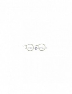 Tubular hoop earrings ø 14 mm with white gold plated snap clasp in 925 silver