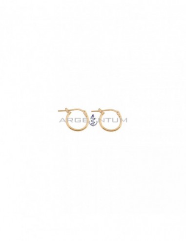 Tubular hoop earrings ø 14 mm with rose gold plated snap clasp in 925 silver