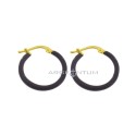Orecchini a cerchio con chiusura a scattino smaltato viola placcati oro giallo in argento 925