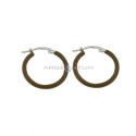 Orecchini a cerchio con chiusura a scattino smaltato marrone placcati oro bianco in argento 925