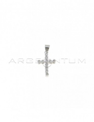 White gold plated cross pendant of cubic zirconia in 925 silver