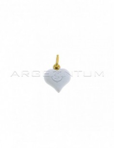 Yellow gold plated white enamel paired heart pendant in 925 silver