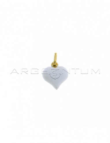 Yellow gold plated white enamel paired heart pendant in 925 silver