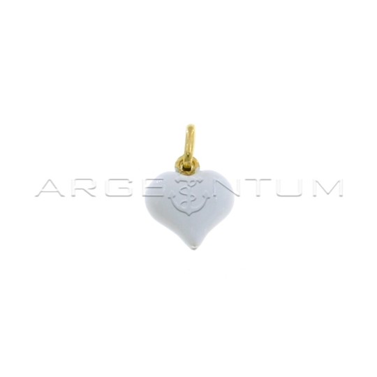 Ciondolo cuore accoppiato smaltato bianco placcato oro giallo in argento 925