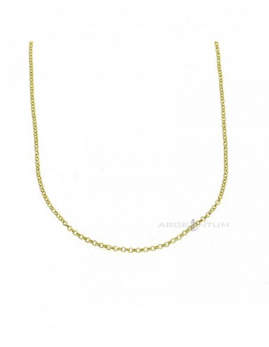 Yellow gold plated diamond rolo link chain in 925 silver (80 cm)