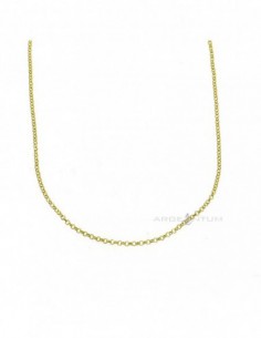 Yellow gold plated diamond rolo link chain in 925 silver (90 cm)