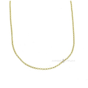 Yellow gold plated diamond rolo link chain in 925 silver (90 cm)