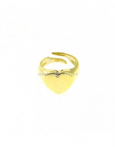 Yellow gold plated heart shield pinky ring in 925 silver