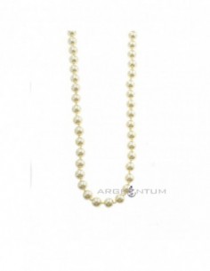Pearly glass ball necklace ø 6 mm inserted in knots with 925 silver lobster clasp (Length 40 cm)