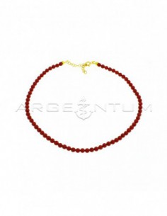 Coral paste ball necklace ø 4 mm with yellow gold plated clasp in 925 silver
