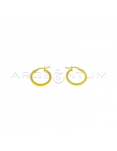 Yellow gold plated hoop earrings ø 19 mm with bridge clasp in 925 silver