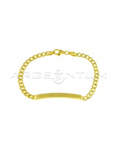 5 mm curb mesh bracelet with central rectangular yellow gold plated plate in 925 silver
