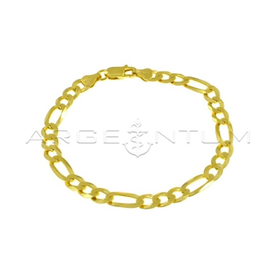 Bracciale maglia 3+1 da 6,5 mm placcato oro giallo in argento 925
