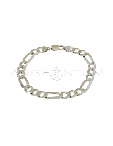 8.5 mm 3 + 1 mesh bracelet white gold plated in 925 silver