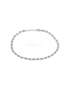 White gold plated 4 mm marine mesh anklet in 925 silver