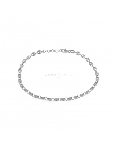 White gold plated 4 mm marine mesh anklet in 925 silver