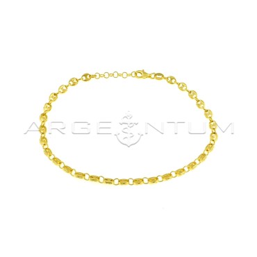 Yellow gold plated 4 mm marine mesh anklet in 925 silver