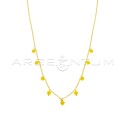 Diamond rolo link necklace with yellow swarovski pendants, yellow gold plated 925 silver