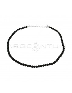 White gold plated onyx ball necklace in 925 silver
