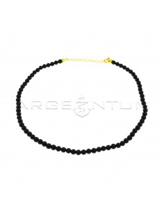Yellow gold plated onyx ball necklace in 925 silver