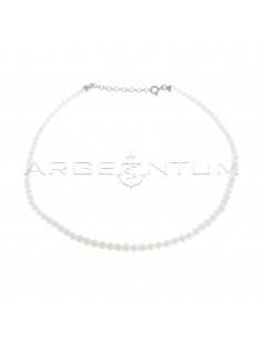White agate ball necklace white gold plated in 925 silver