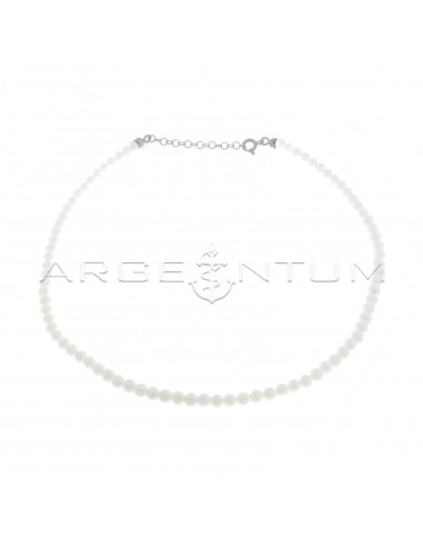 White agate ball necklace white gold plated in 925 silver