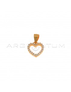 Rose gold plated white zircon heart shape pendant in 925 silver