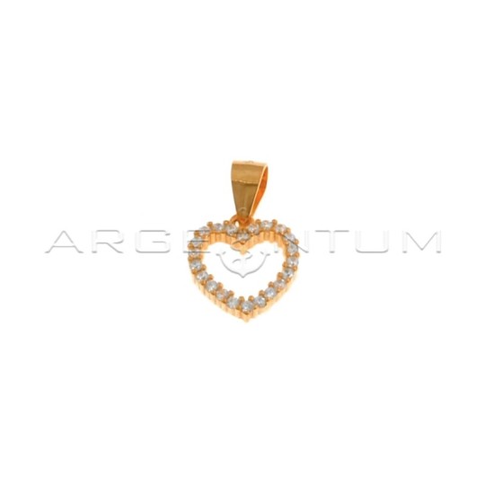 Ciondolo sagoma cuore zirconato bianco placcato oro rosa in argento 925