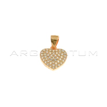Heart pendant in white cubic zirconia pave rose gold plated in 925 silver
