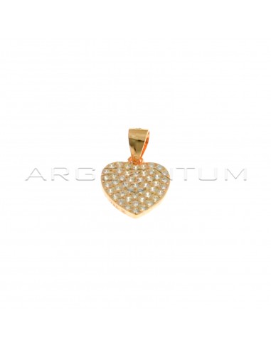 Heart pendant in white cubic zirconia pave rose gold plated in 925 silver
