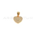 Heart pendant in white cubic zirconia pave rose gold plated in 925 silver
