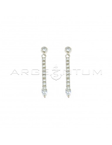 Drop earrings with small onion light point attachment and white zircon match with white zircon drop tip white gold plated in 925 silver