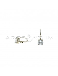 Hook earrings with white light point, white gold plated in 925 silver