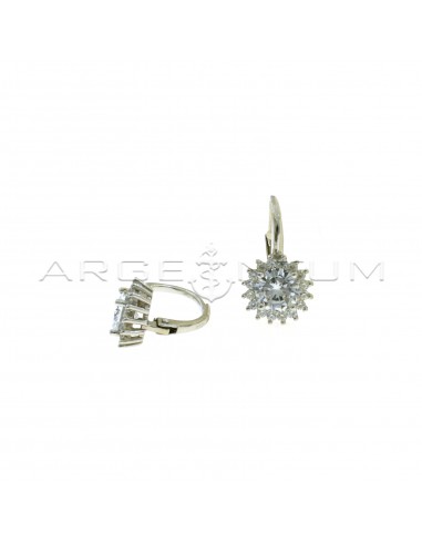 Hook earrings with round white zircon...