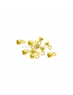 Lacquer wax terminals ø 4 mm with open mesh yellow gold plated in 925 silver (10 pcs.)