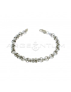 White gold plated rolo link bracelet ø 7.5 mm in 925 silver