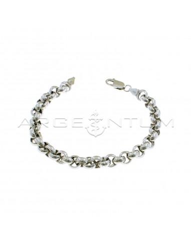 White gold plated rolo link bracelet ø 7.5 mm in 925 silver