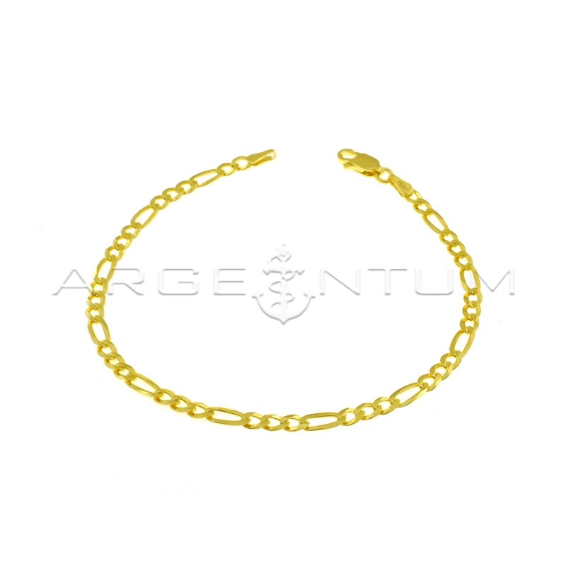 3 + 1 3 mm yellow gold plated mesh bracelet in 925 silver