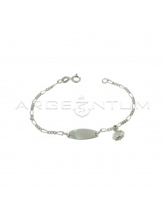 3 + 1 mesh bracelet with central oval plate and white gold plated pendant sun in 925 silver