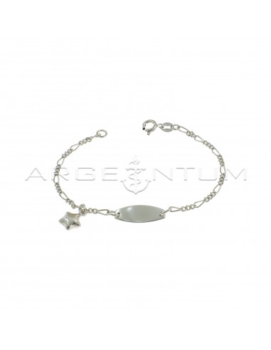 3 + 1 mesh bracelet with central oval plate and white gold plated pendant star in 925 silver