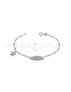 Bracelet 3 + 1 with central oval plate and butterfly pendant in white gold plated 925 silver