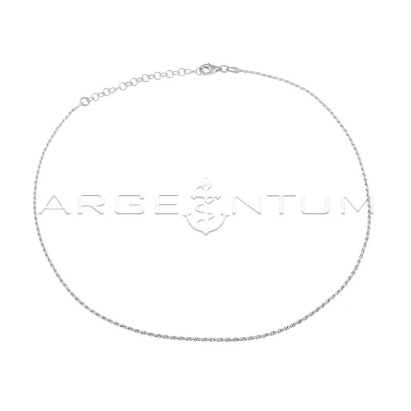 Collarino maglia funetta da 1,5 mm placcato oro bianco in argento 925