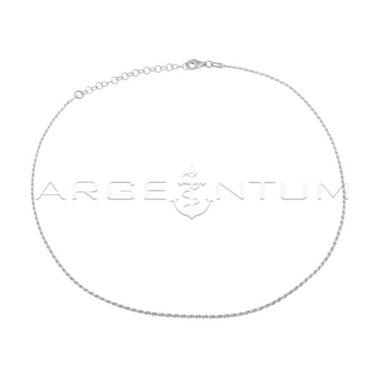 White gold plated 1.5 mm rope link necklace in 925 silver