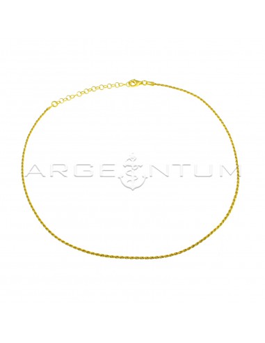 Yellow gold plated 1.5 mm rope link necklace in 925 silver
