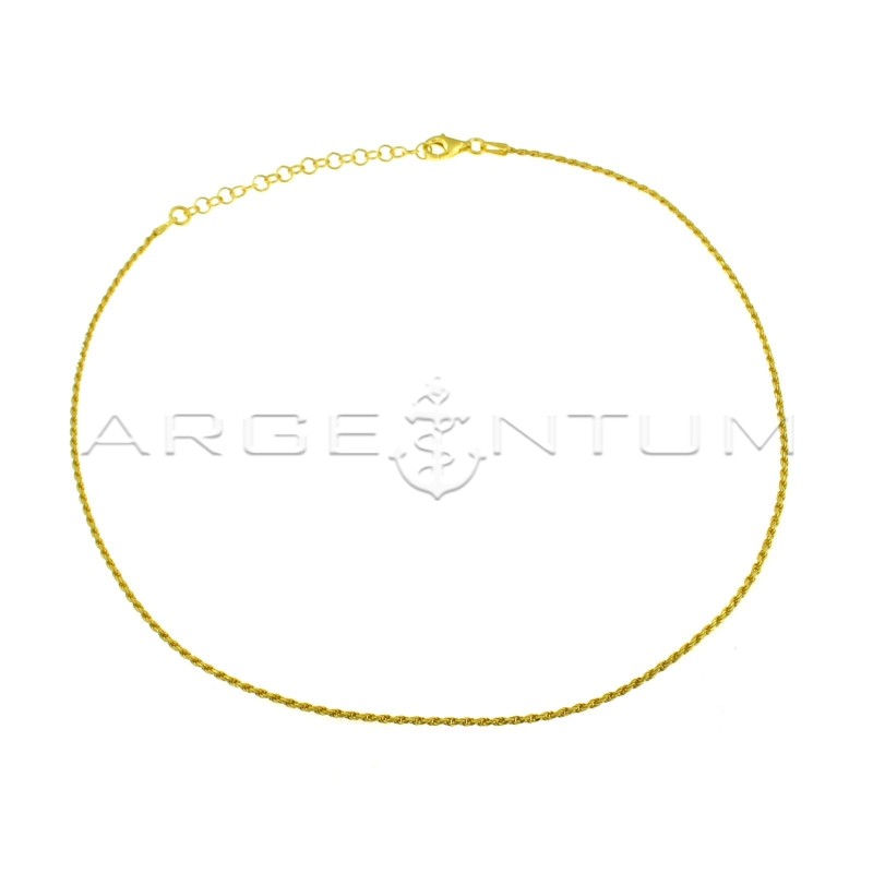 Yellow gold plated 1.5 mm rope link necklace in 925 silver