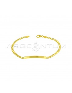 3.5 mm gourmette mesh bracelet with yellow gold plated central plate in 925 silver