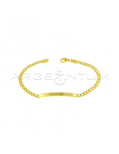 3.5 mm gourmette mesh bracelet with yellow gold plated central plate in 925 silver