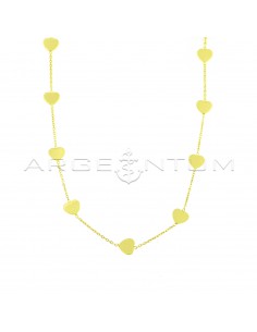 Forced link necklace with yellow gold plated hearts in 925 silver